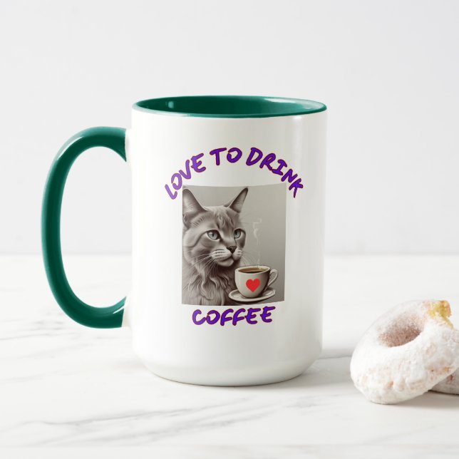 Kaffeine Cat Humous Mugg (Med munk)