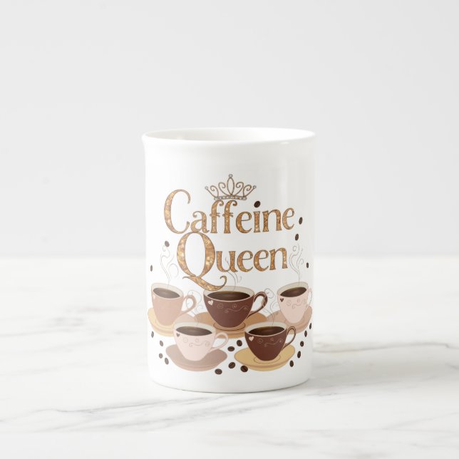 Kaffeine Queen - Elegant Bone China Coffee Mugg Benporslin Mugg (Framsidan)