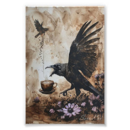 Kaffeinerad Corvid Photo Print Fototryck