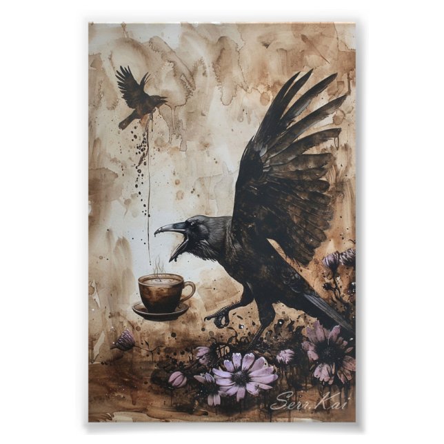 Kaffeinerad Corvid Photo Print Fototryck (Framsidan)