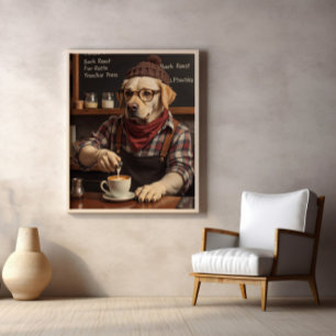 Kaffeinerade Hund i Mysiga Flaneler Poster