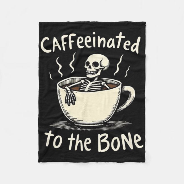 Kaffeinerat i Bon Funny Skeleton-kaffe Älskare Fleecefilt (Framsidan)
