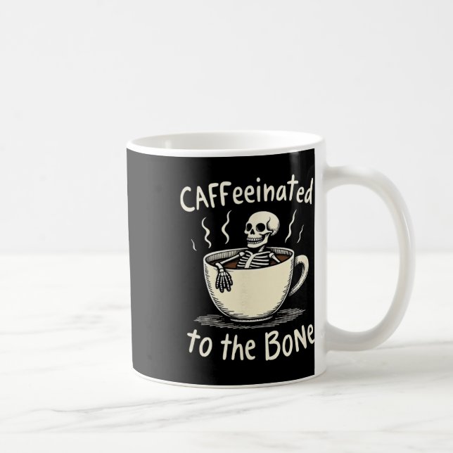 Kaffeinerat i Bon Funny Skeleton-kaffe Älskare Kaffemugg (Höger)