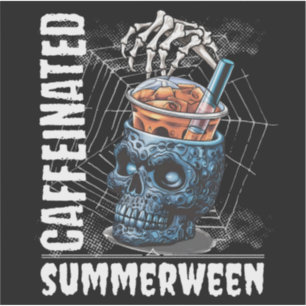 Kaffeinförgiftad Dödskalle Istygt Kaffe Summerween Klistermärken