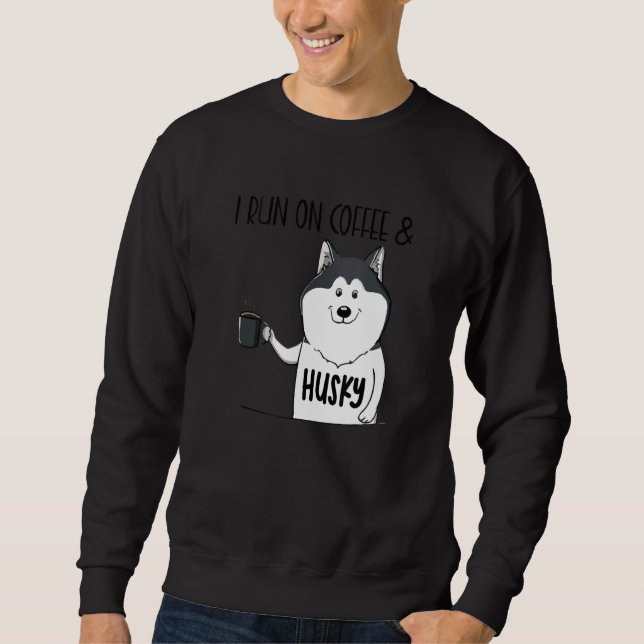 Kaffeinfritt Husky I Springa på kaffe och Husky Lång Ärmad Tröja (Framsida)