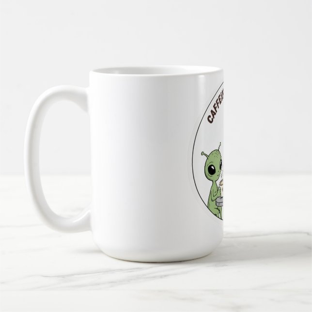 Kaffeiniserad Kosmos Söt Rolig Alien Kaffe Kaffemugg (Vänster)