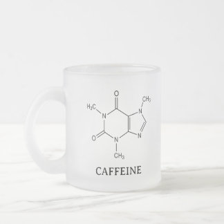Kaffeinkopp, kemisk kaffemolekyl  frostad glasmugg