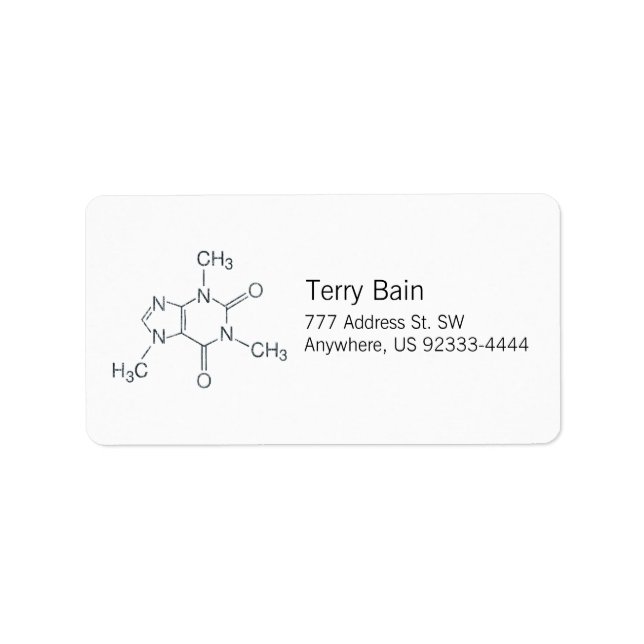 Kaffeinmolekyl för kaffe Älskare Adressetikett (Framsidan)