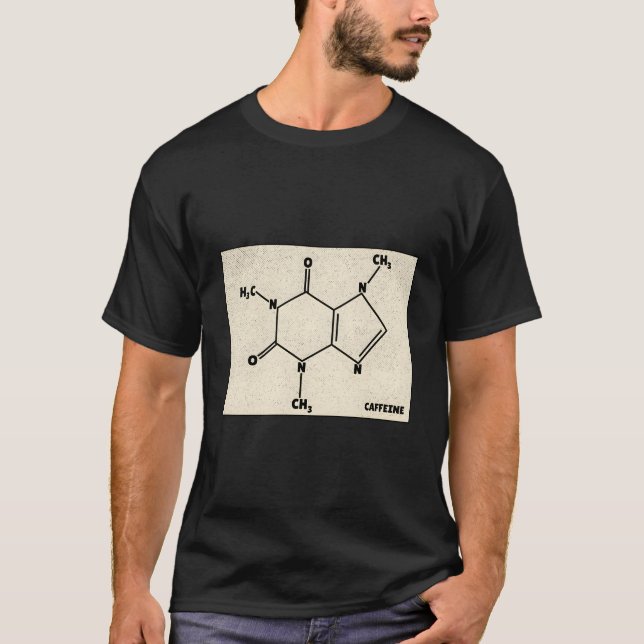 Kaffeinmolekyl Kaffe Älskare kemi T Shirt (Framsida)