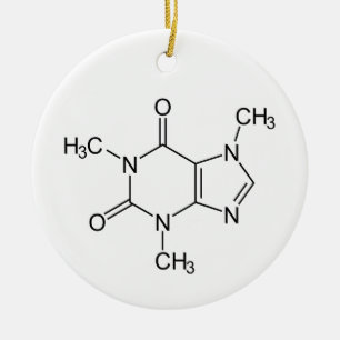 Kaffeinmolekylkemiskt koffeinatomer julgransprydnad keramik