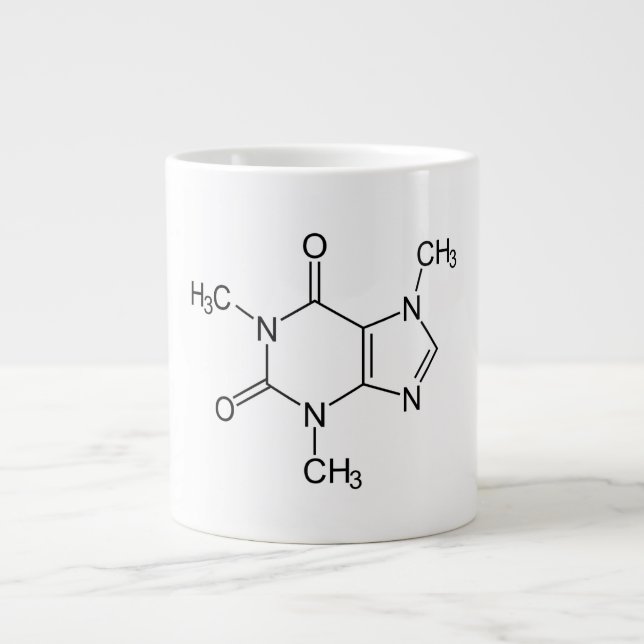 Kaffeinmolekylkemiskt koffeinatomer jumbo mugg (Framsidan)