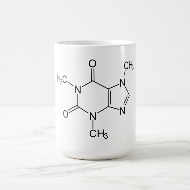 Kaffeinmolekylkemiskt koffeinatomer kaffemugg (Center)