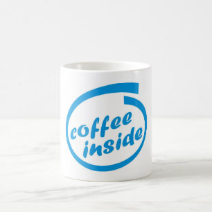 Kaffeinsida (cafe). Rolig hettdrinkmug. Kaffemugg