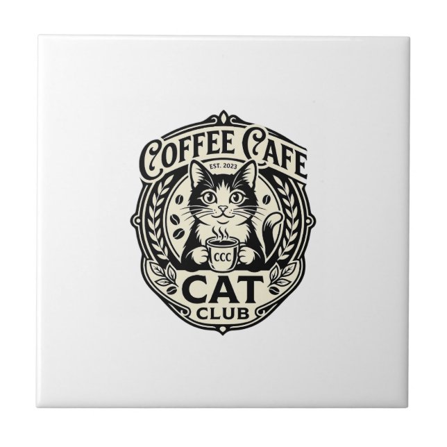 Kaffekaffe Katt Rolig Katt Grafisk - Kaffe Kaffe K Kakelplatta (Framsidan)