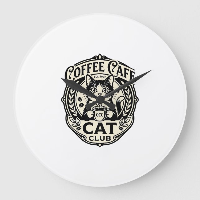 Kaffekaffe Katt Rolig Katt Grafisk - Kaffe Kaffe K Stor Klocka (Framsida)