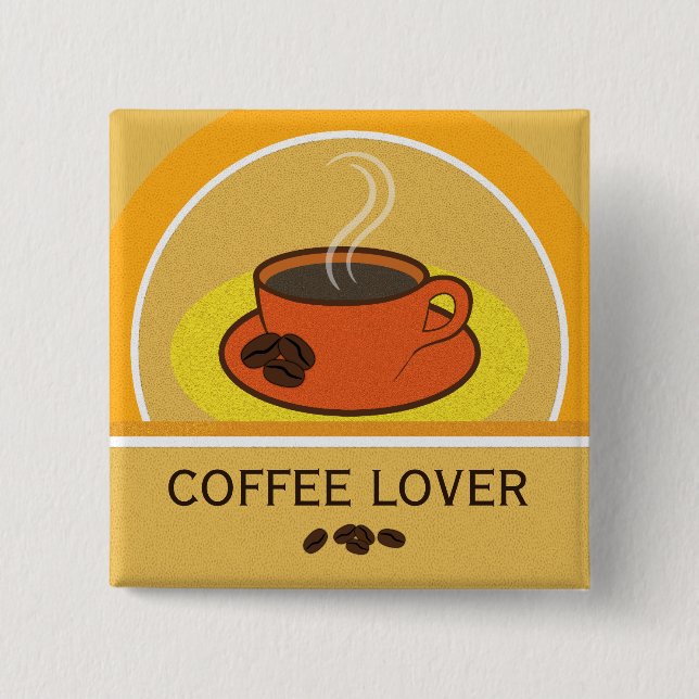 Kaffekaffe Kopp-kaffekaffe Älskare-bönans kvadratk Knapp (Framsida)