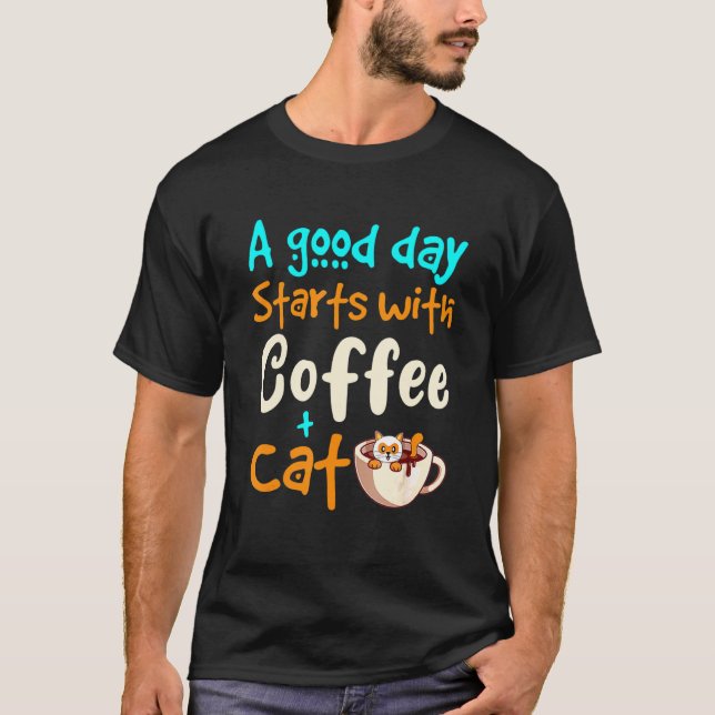 Kaffekaffe Mugg Cat Cute Coffe Cat Mamma T Shirt (Framsida)