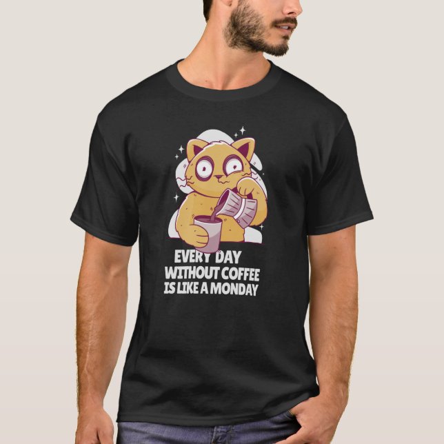 Kaffekaffe Sleeping Cat 2 T Shirt (Framsida)