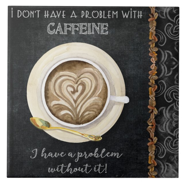 Kaffekaffeine Cappuccino Heart Art Coffee Shop Kakelplatta (Framsidan)