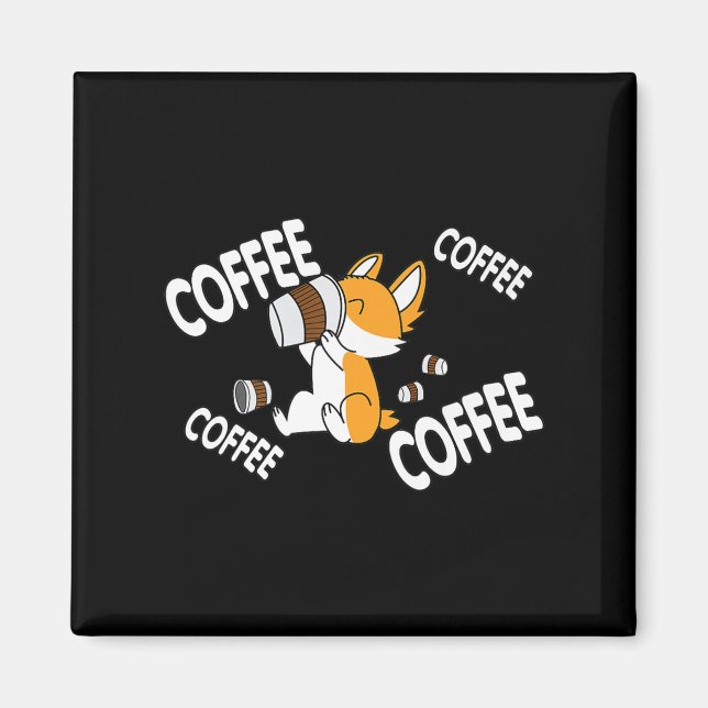 Kaffekaffekaffe Corgi Premium Magnet (Framsidan)