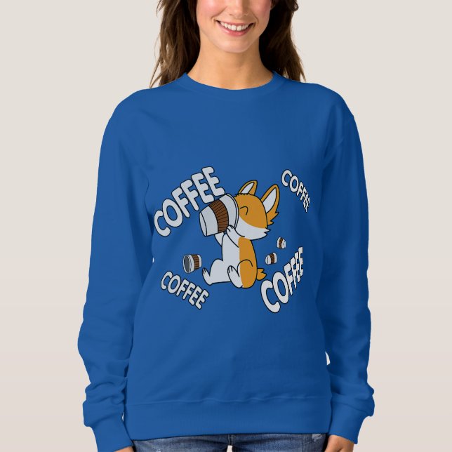 Kaffekaffekaffe Corgi Premium T Shirt (Framsida)