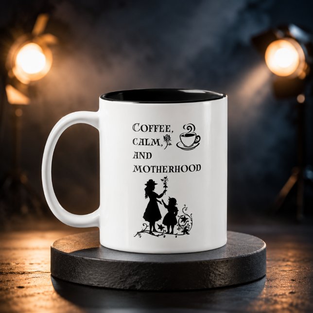 Kaffekalmodifierad Silhuettkonst för Moderskap Två-Tonad Mugg (Skapare uppladdad)