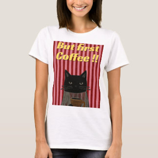 Kaffekärande katt t shirt