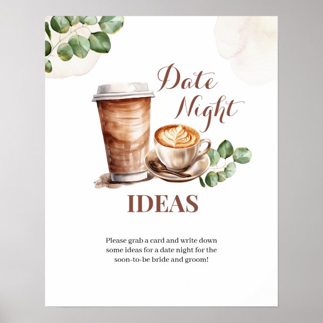 Kaffekärlek brygger datum nattidé spelskylt poster (Framsidan)