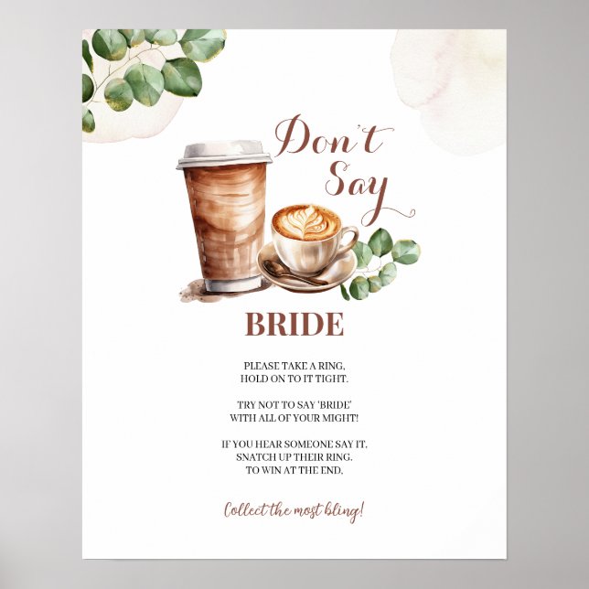 Kaffekärlek bryggs - säg inte brud spelskylt poster (Framsidan)