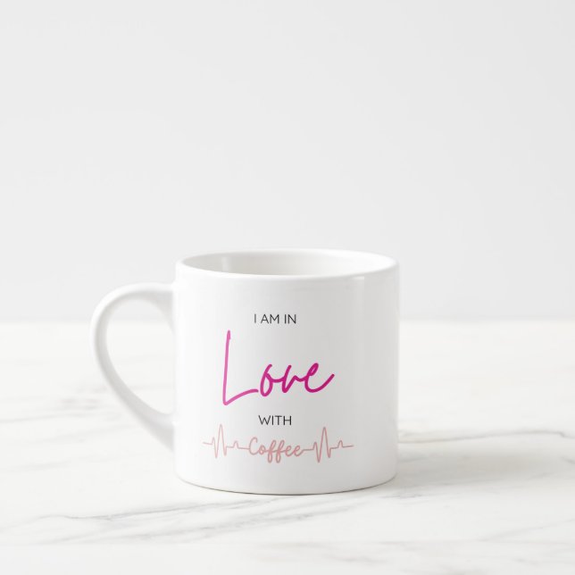 kaffekärlek söt kärlek med kaffepuls design espressomugg (Vänster)