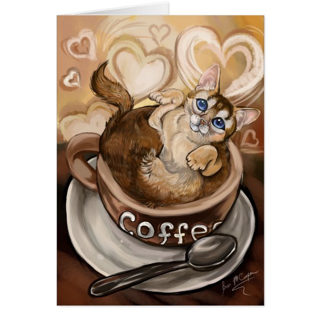 Kaffekat Hälsningskort (Framsidan)