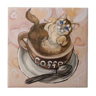 Kaffekatt Kakelplatta