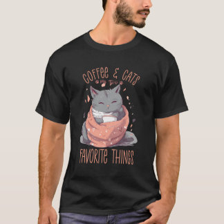 Kaffekatt Mina 2-favoriter Sak Sömnig Kattunge Ani T Shirt