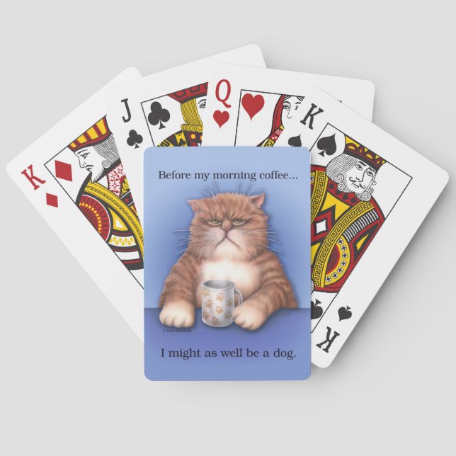 Kaffekatt som leker kort spel kort (Baksidan)