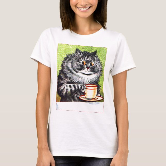 Kaffekatt (vintage bild) t shirt (Framsida)