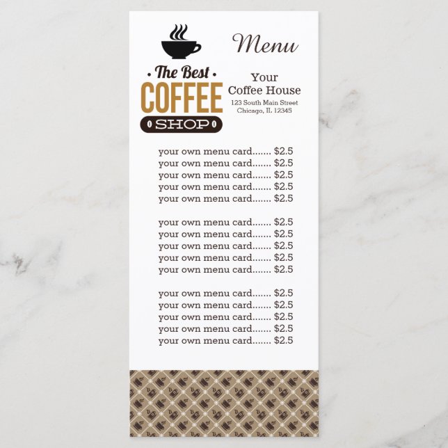 Kaffekhus för Menykort Meny (Framsida)