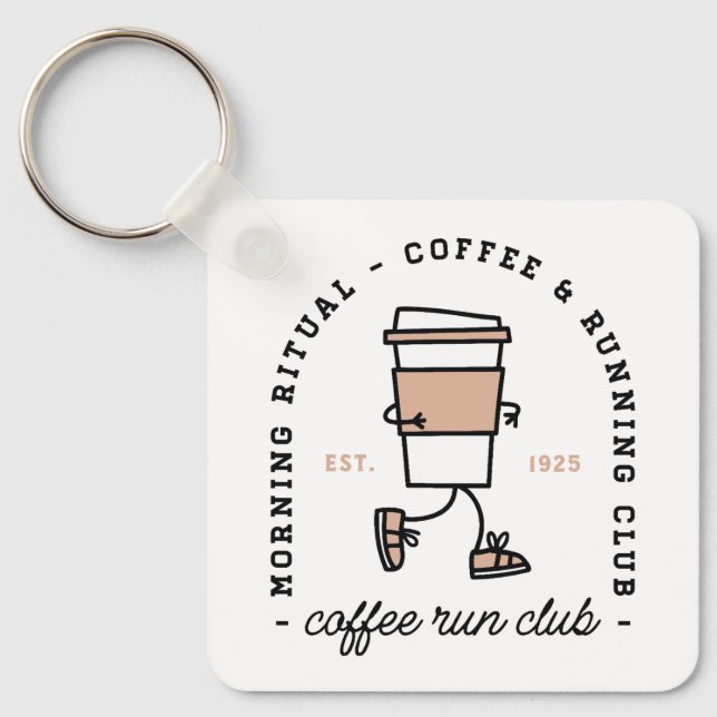 Kaffeklubb för löpning rolig löpare nyckelring (Framsida)