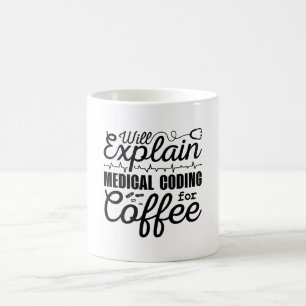 Kaffekod för medicinsk kodning kaffemugg