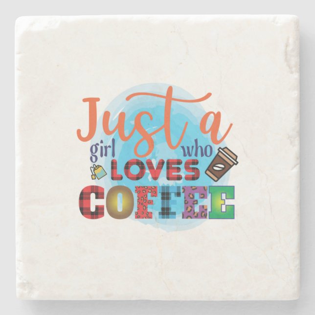 Kaffekonst är bara en flicka som Kärlekar kaffe Stenunderlägg (Framsidan)