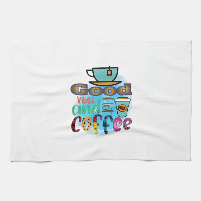 Kaffekonst Bra Vibrationer Och Kaffe Kökshandduk (Horisontell)