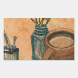 Kaffekonst - första Sak på morgonen Rektangulärt Klistermärke