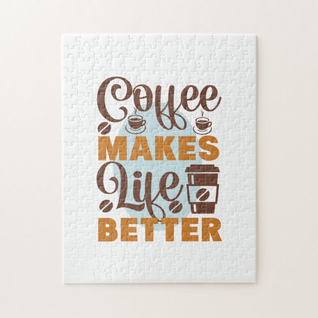 Kaffekonst Kaffet Gör Livet Bättre Pussel (Vertikal)