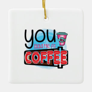 Kaffekonst som du hade mig på kaffe julgransprydnad keramik