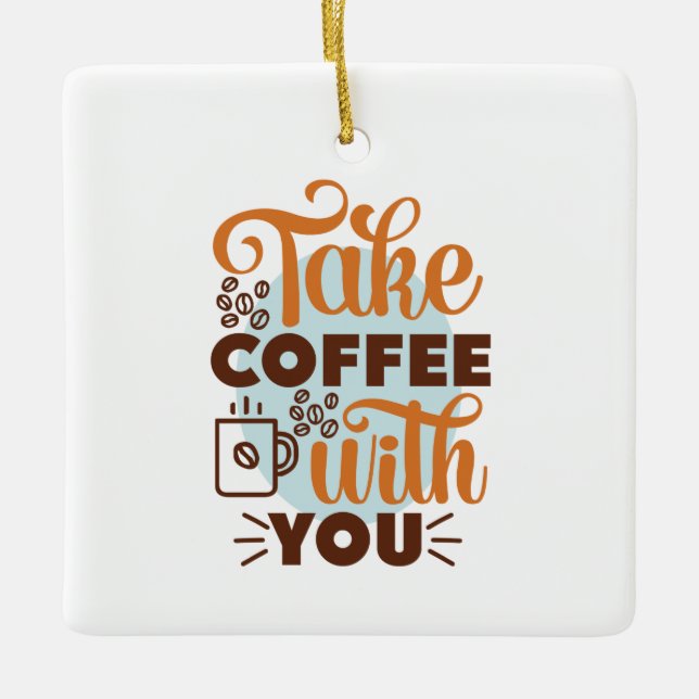 Kaffekonst tar kaffe med dig julgransprydnad keramik (Framsida)