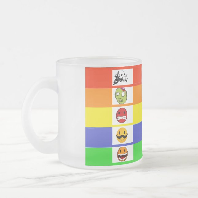 Kaffekonsumtion Mood Meter - Tecknad Ansikte Frostad Glasmugg (Vänster)