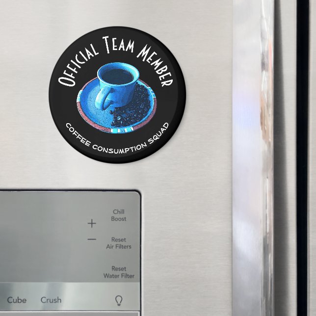 Kaffekonsumtion Squad Blue Kopp Saucer Anpassnings Magnet (In Situ (Fridge))