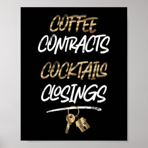 Kaffekontrakt för detaljhandeln Cocktails Closings Poster