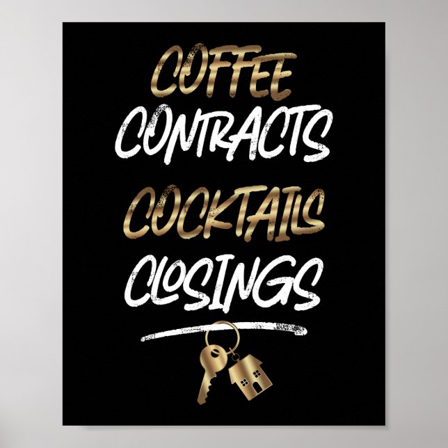 Kaffekontrakt för detaljhandeln Cocktails Closings Poster (Framsidan)