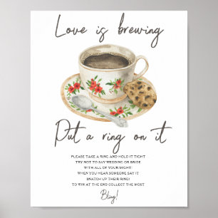 Kaffekopp bröllopsdusch Sätt en ring på det spel Poster