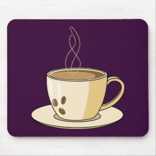 Kaffekopp med en ånga musmatta